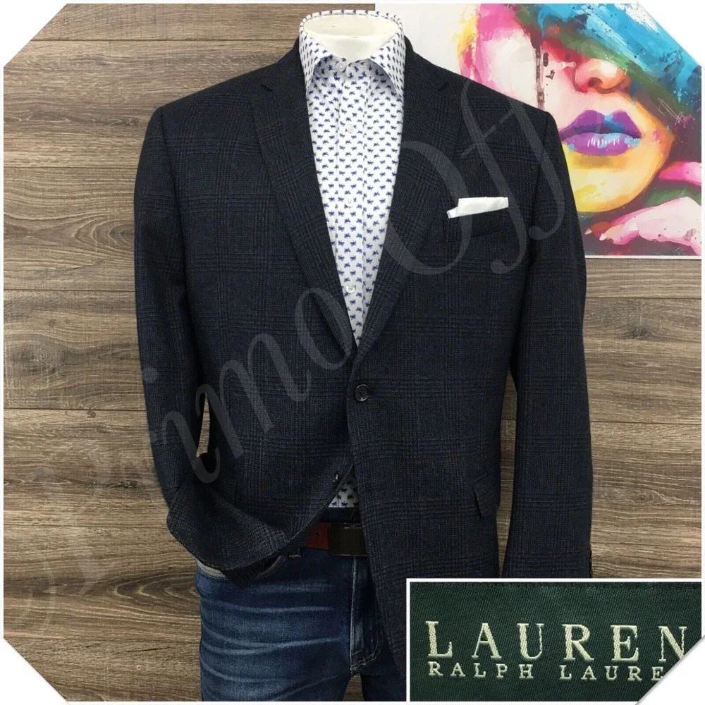 RALPH LAUREN Mens Blazer Sport‎ Coat Casual Jacket Size 46R Two Button Wool Suit